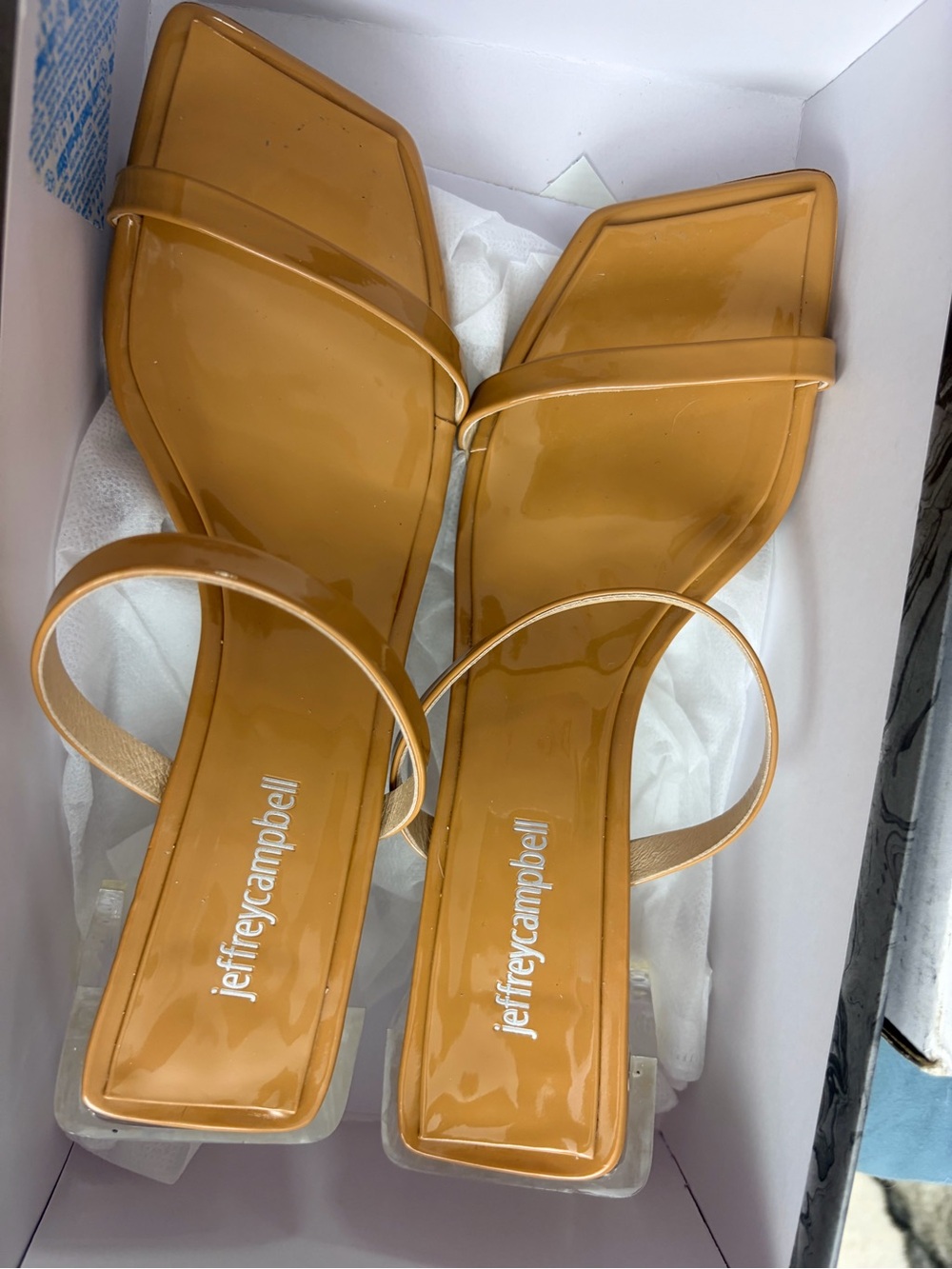 Jeffrey Campbell Mustard Square-Toe Strappy Heels